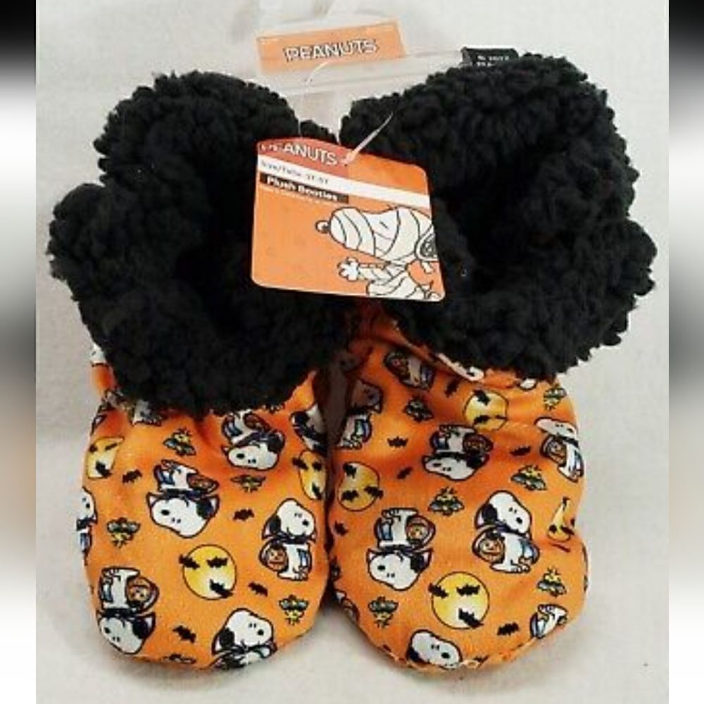 Nwt Peanuts Snoopy Halloween Plush Bootie Slippers Toddler